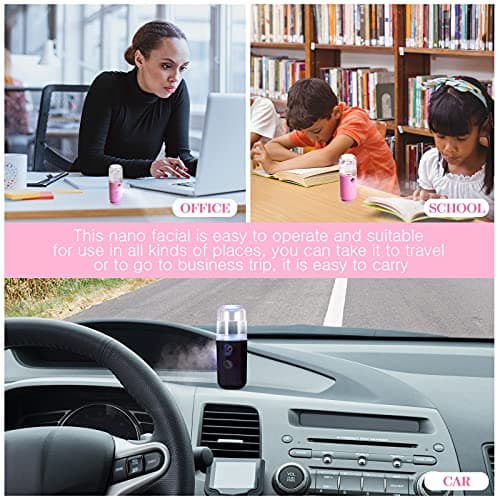 Honoson 2 Pack Nano Facial Mister Spray Bottle Handheld Humidifier Portable Face Mister for Eyelash Extensions USB Rechargeable 1 oz Mini Skin Care Machine for Daily Makeup(Black and Pink) thumbnail 5