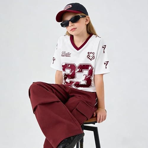 Afsmlys Tween Girls Clothes Short Sleeve Graphic T-Shirt Top + Cargo Pants 2pcs Outfit Set, Size 7-15Years thumbnail 3