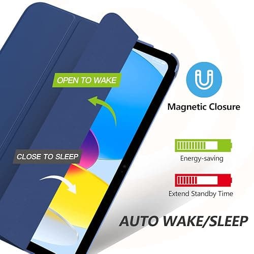 MoKo for iPad (A16) 11th Generation Case 11 Inch 2025, iPad 10th Generation Case 10.9 Inch 2022, Slim Stand Hard PC Translucent Back Shell Smart Cover, Support Touch ID, Auto Wake/Sleep, Navy Blue thumbnail 4