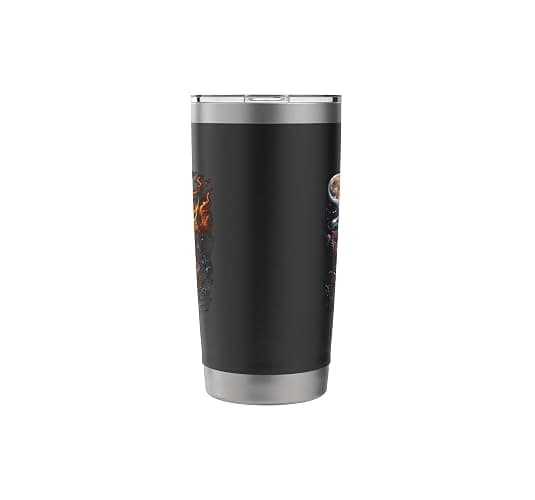Mystical Aardwolf Howling Full Moon Wildlife Art Stainless Steel Insulated Tumbler thumbnail 5