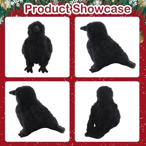 FestiGlow 1 PCS Realistic Crow Plush, Black Crow Stuffed Animal Plush, Realistic Raven Prop, Soft Little Bird Raven Stuffed for Christmas Birthday Gifts Halloween Party Home Decor 9.84 thumbnail 3