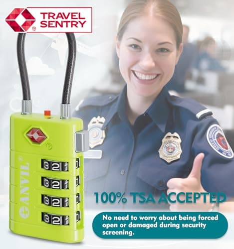 ANVIL TSA Approved Luggage Locks with Search Alert Indicator, 4-Digit Combination Suitcase Lock, Advanced TSA008 Core Heavy Duty Anti-Theft Travel Lock for Double Zippers, Backpacks thumbnail 8