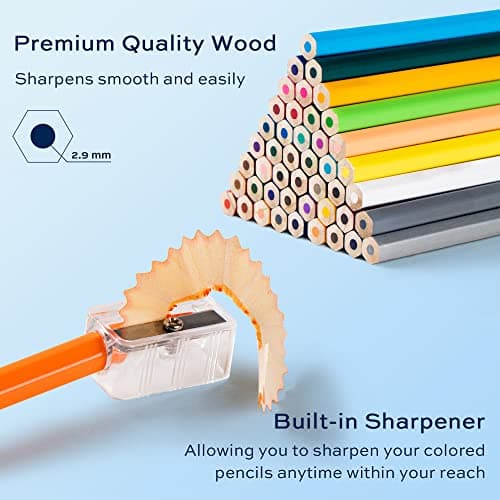 finenolo 36 Pack Colored Pencils for Adult Coloring Books | Soft Core, Art Drawing Pencils for Artists Beginners, Coloring Pencils Set with Sharpener for Coloring, Sketching, Painting thumbnail 6