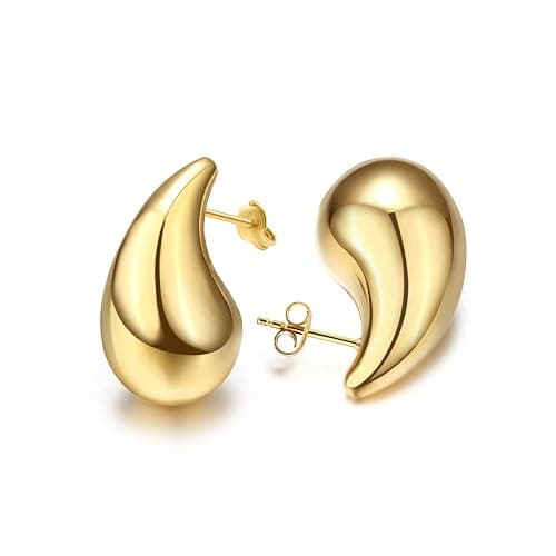Teardrop Chunky Earrings for Women Trendy Hoop Earring Set Earring Dupes, Fashion Gold Large Drop Earrings - Image 1