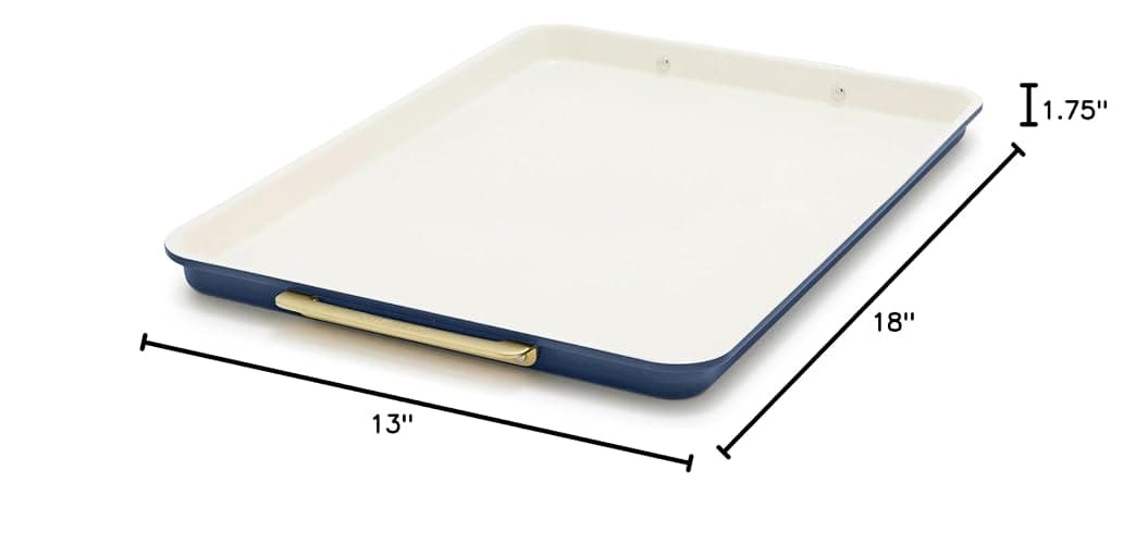 GreenPan Bakeware 13"x18" Half Baking Sheet Pan, Ceramic Nonstick Baking Pan, PFAS & BPA Free, Gold Handles, Durable Steel, Versatile & Space Saving Ovenware, Freezer to Oven Dish, Oxford Blue thumbnail 2