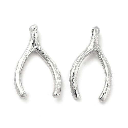 DanLingJewelry 20Pcs Brass Good Luck Wishbone Charms Silver Color Wish Bone Charms for DIY Jewelry Necklaces Bracelets Earrings Making - Image 1