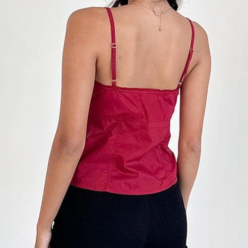 Women Y2k Babydoll Tank Tops Lace Trim V Neck Crop Cami Spaghetti Strap Peplum Top Summer Cute Aesthetic Flowy Shirts thumbnail 4