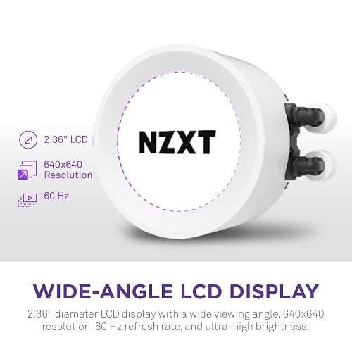 NZXT Kraken Elite 360 RGB - RL-KR36E-W1-360mm AIO CPU Liquid Cooler - Customizable 2.36" LCD Display for Images, Performance Metrics and More - High-Performance Pump - 3 x F120P RGB Fans - White thumbnail 3