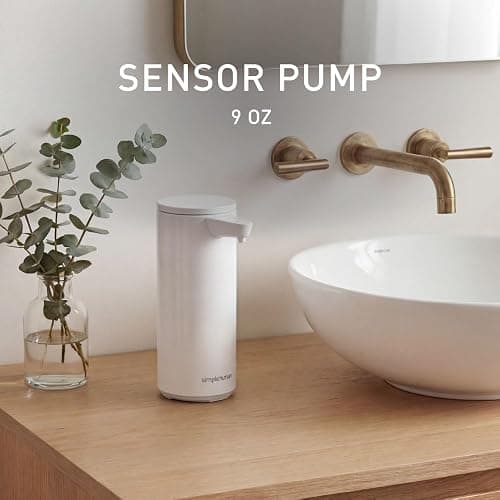 simplehuman Sensor Pump Stainless Steel, 9 oz., Automatic Soap Dispenser for Kitchen and Bathroom, Touch-Free, Variable Dispense for Volume Control, White thumbnail 2