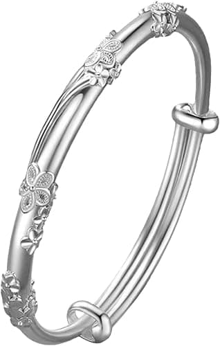 XBKOJBA Bangle Bracelets for Women, 925 Sterling Silver Adjustable Bangle Bracelets Ladies Simple Dainty Jewelry Birthday Anniversary Mother Valentine Day Gifts - Image 1