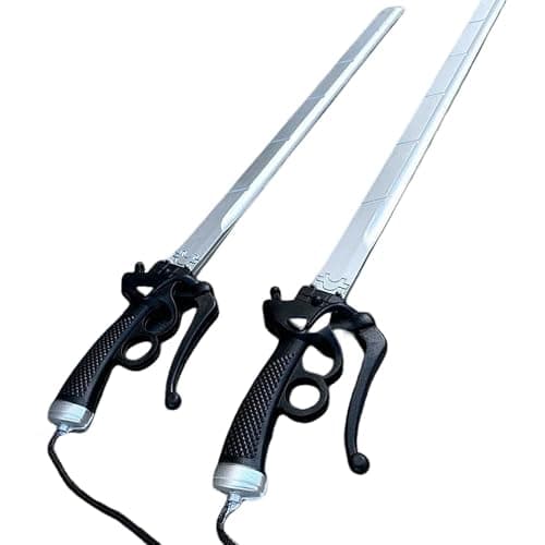 damdos Halloween Prop 2PCS 37inch Attack Foam Sword, 37inch Shingeki Cosplay Sword Kyojin Cosplay Prop Xmas Birthday Gifts (2pcs Sliver) thumbnail 3
