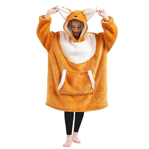seewavom Sherpa Oversized Fleece Wearable Blanket with Sleeves and Pockets for Adults - Image 1
