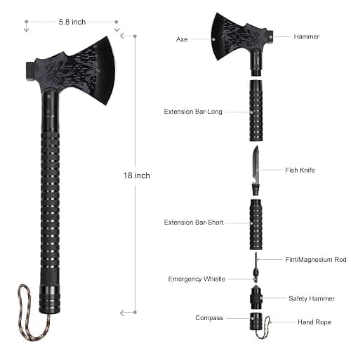 LIANTRAL Survival Camping Axe, Folding Tactical Axe Hatchet with Hammer, Nylon Sheath for Outdoor Adventures thumbnail 2