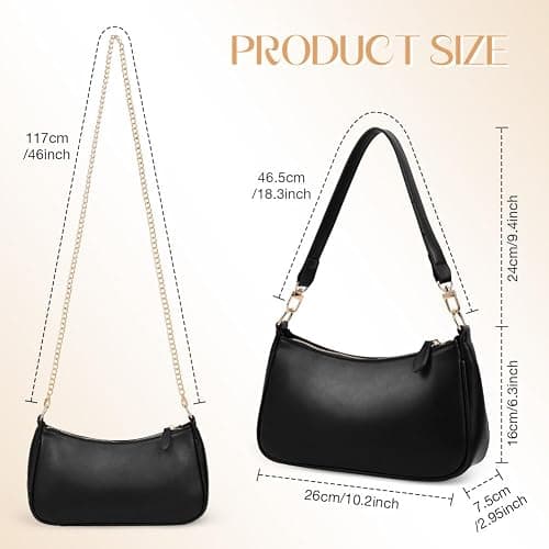 Aucuu Shoulder Bag for Women, Clutch Purse with Chain, PU Leather Shoulder Bag for Women, Handbag, Crossbody Bag, Crescent Hobo Bag Gift for Birthday and Anniversary thumbnail 5
