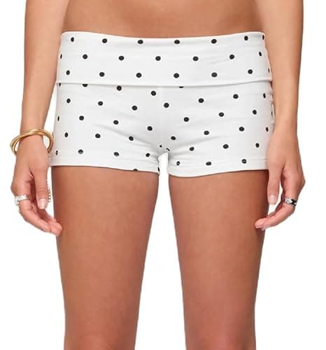 Luckinbaby Foldover Shorts for Women Y2k Cute Micro Short Fold Over Pajama Bottoms Slim Fit Going Out Mini Shorts - Image 1