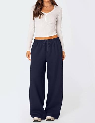 HeSaYep Women's Fleece Lined Sweatpants Winter Warm Wide Leg Sweat Pants Baggy Casual Pants with Pockets thumbnail 4