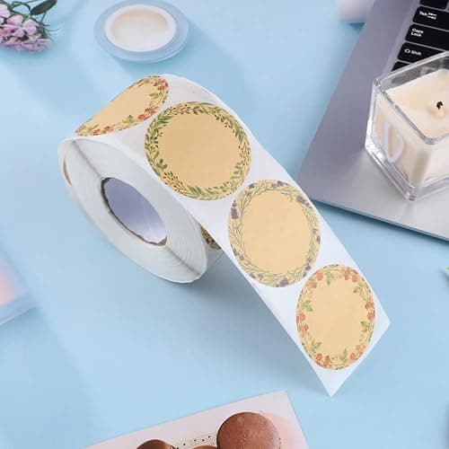 BESARME 600 Pcs 2" Canning Labels for Jar Christmas Gift Tag Stickers Kraft Labels for Jar Floral Stickers Food Containers Lids Spice Bottle Sticker thumbnail 2