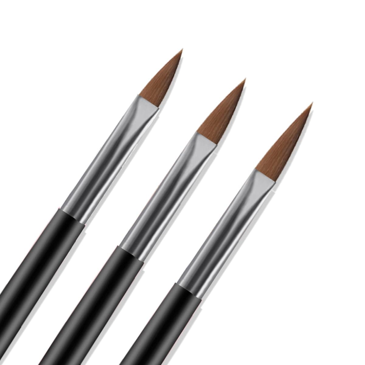 Akrylnagelborsteset, 3 st akrylnagelborstar för akrylapplikation, nagelkonstborste för 3D-utskärning och detaljdesign, förlängningsverktyg för manikyr, storlek 8/10/14, Svart thumbnail 4