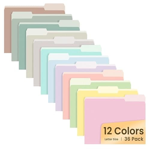 SUNEE File Folders, 36 Pack Manilla Folders 8.5 x 11, 12 Colors Folder Office Organization Home School Folders for Documents Files Paper - Image 1