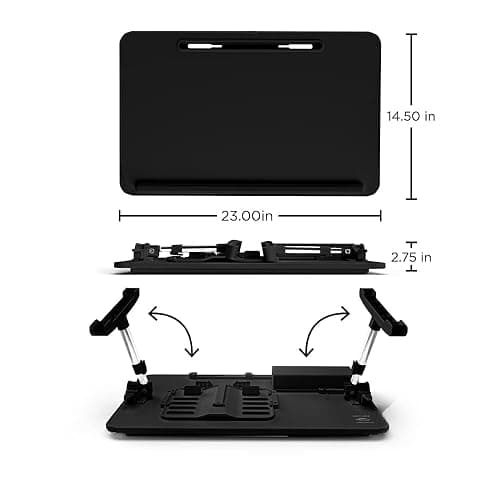 Limitless TotalDesk Portable Modern Workstation and Lap Desk with Adjustable Height & Tilt (Black) thumbnail 2