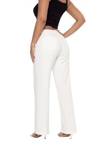 ONESO Mid-Low Rise Baggy Jeans Wide Leg for Women Distressed Pants Stretchy Bottom Lady Basic Comfortable Denim thumbnail 7