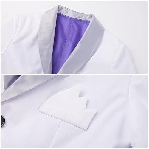 AIUKAKP Men Costume Outfit White Men Costume Uniform Jacket Halloween thumbnail 6