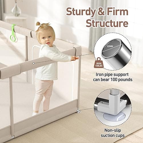 Baby Playpen, Playpen for Babies and Toddlers, Extra Large Playpen, Play pens for Babies and Toddlers (59 * 59inch playpen Without mat) - 59*59inch playpen without mat thumbnail 3