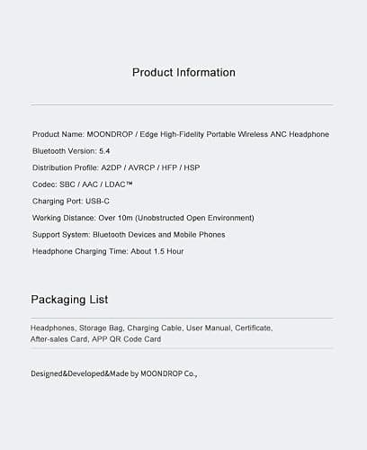 Moondrop Edge Full-Scene Immersive Series Hi-Fi Portable Wireless ANC Cuffie pieghevoli leggere (grigio) thumbnail 6