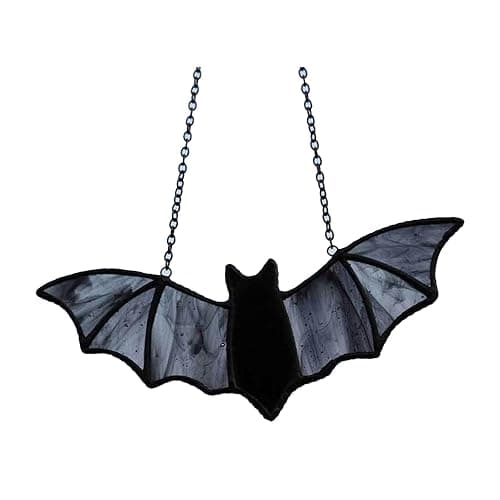 Muloo Halloween Bat Stained Glass Window Hanging Acrylic Bat Wall Hangings Decoration Art, approx 20x8.5cm/7.87x3.35in, Green thumbnail 8
