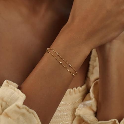 ÌF ME Hand Chain Bracelet Set 14K Gold Plated Durable Gold Bracelets for Women Adjustable Finger Bracelet Hand Jewelry with Extender Perfect for Everyday Wear Ring Bracelet Hand thumbnail 5