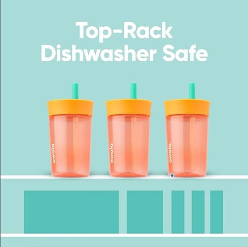 Owala Kids Insulation BPA-Free Plastic Tumbler with Spill Resistant Flexible Straw, Easy to Clean, Kids Water Bottle, Great for Travel, Dishwasher Safe, 15 Oz, Orange and Peach (Watermelon) thumbnail 5