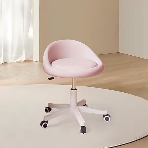 Rolling Stool – Ergonomic Swivel Seat, Adjustable Height, Ultra-Quiet Wheels, Padded PU Leather Cushion, for Salon, Office, Massage & Medical Use Pink 1 thumbnail 7
