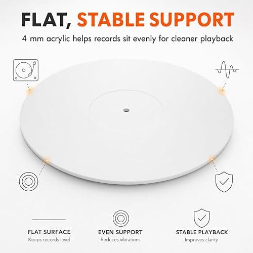 QWORK® Tapis de Platine Vinyle Acrylique 30cm, Blanc Épaisseur 4mm Tapis pour Basses Définies et Résonance Réduite - Image 1