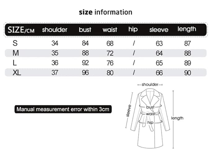 Bciopll Women's Black Double Breasted Woolen Coat With Faux Hair Cuffs Lapel Collar Flared Hem Slim Fit Winter Overcoat thumbnail 5