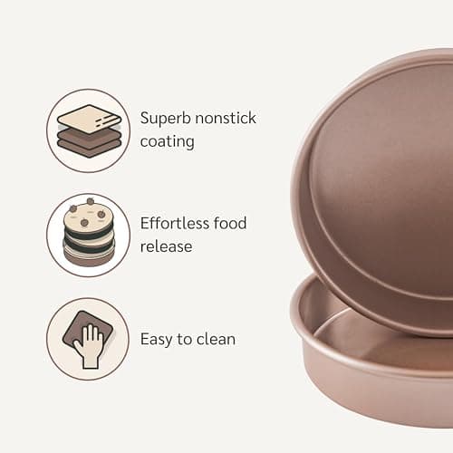 HAPPIELS Non Toxic Nonstick 9 inch Round Cake Pans Set of 2 | Quality Non Stick 9 inches Layer Circle Cake Pan 2 inches Deep | Best 9in Baking Pan PFOA, BPA free Nontoxic | 9inch 9inches Cake Pans Set thumbnail 3