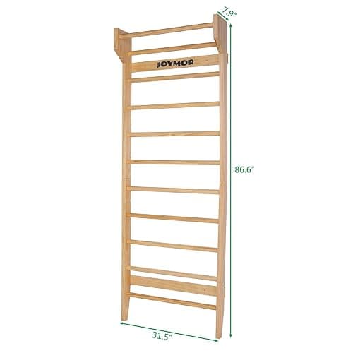 JOYMOR Gymnastics Wood Stall Bar, Multi-use Swedish Ladder- Wall Mounted Pull Up Bar-Physical Therapy for Stretching and Various Exercises,Indoor Home Gym Workout Yoga thumbnail 6