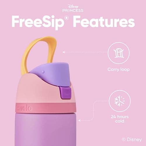 Owala Disney Princess FreeSip Insulated Stainless Steel Water Bottle with Straw for Sports and Travel, BPA-Free Sports Water Bottle, 24 oz, Rapunzel thumbnail 4