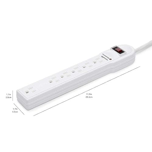 Amazon Basics Surge Protector Power Strip, 6-Outlet, 790 Joules, Circuit Breaker, LED Indicator, 6ft Extension Cord, White thumbnail 5