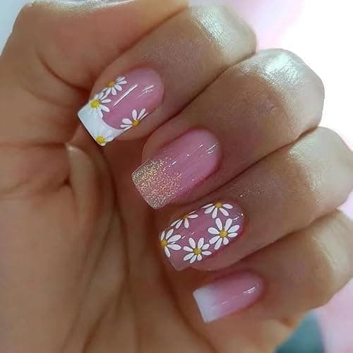 6 Packs (144 Pcs) Flower Press on Nails Short Square Fake Nails Spring Nails Press ons Floral False Nails with Design Glue on Nails Full Cover Artificial Acrylic Stick on Nails for Women Manicure thumbnail 6