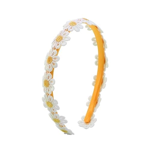 Totelux Daisy Headband Yellow Embroidery Flower Hair Bands Cute Flowers Hair Accessories for Women Girl Birthday Wedding Party Supplies - Image 1