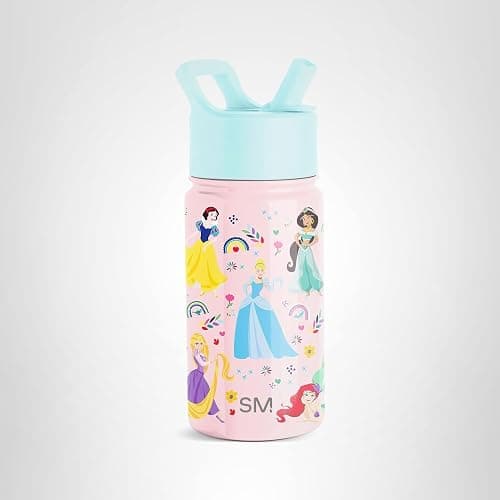 Simple Modern Disney Princess Kids Water Bottle with Straw Lid | 14oz Insulated Stainless Steel Kids Tumbler & Spill Proof Toddler Cup for School, Girls, Boys | Summit | Princess Rainbows thumbnail 8