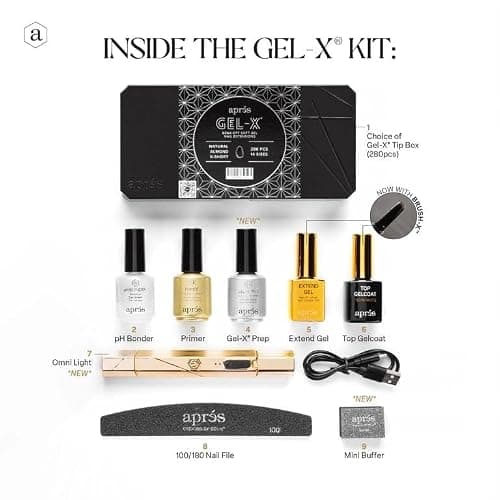 Apres Gel-X Nail Professional Starter Kit, 14 Sizes 00-9 w/ Half Sizes Included, Soft Gel Nail Tips Extension Kit, 2025 Edition (Natural Coffin Medium) thumbnail 2