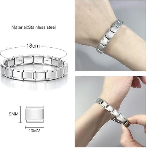 NOOFNO 9mm Charm for Italian Charm Bracelet, Stainless Steel DIY Jewelry Chain Links,Sky thumbnail 5