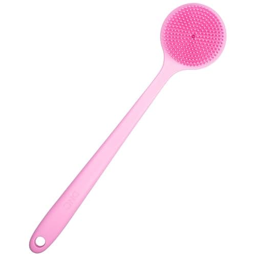 DNC Silicone Back Scrubber for Shower, Soft Bath Body Brush with Long Handle (Pink) thumbnail 7