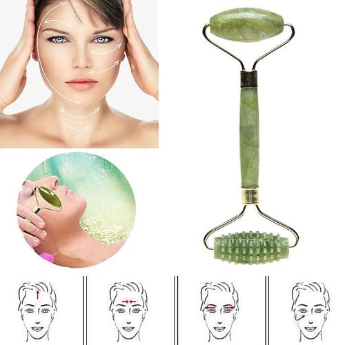 Sbnnfikeb 5Pcs Jade Roller & Gua Sha Facial Tool Set, Natural XiuYan Stone Face Roller and Gua Sha Board Kit, Portable Manual Skincare Massage Tools for Full Body Relax, Self-Care Gift for Women thumbnail 9