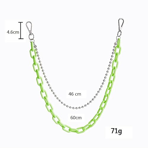 Neon Resin Chunky Hip Hop Jeans Chain Body Chain Punk Goth for Women Men Acrylic Link Chain for Women Thick Keychains Belt Waist Chains body Accessory for Girls - Double layered Green thumbnail 3