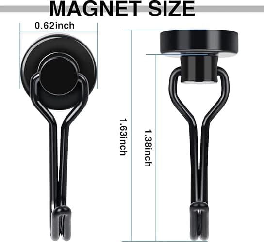 E BAVITE Magnetic Hooks, 30lbs+ Magnet Hook 2026 Cruise Cabin Ship Essentials Heavy Duty Strong Magnets Refrigerator Fridge Hanging for Classroom Beach Vacation Kitchen Grills Home 6pcs (Black) thumbnail 3