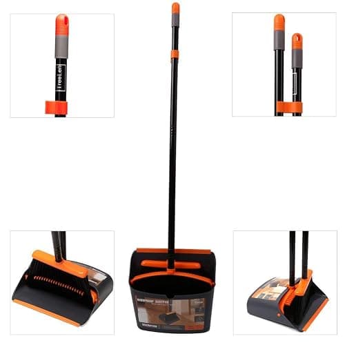 TreeLen Broom and Dustpan Set with 52" Long Handle for Home Kitchen Room Office Lobby Floor Use Upright Stand Up Stand Up Broom with Dustpan Combo thumbnail 5