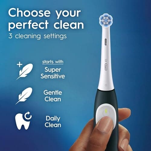 Oral-B Rechargeable Electric Toothbrush, iO2 Starter Kit, 3 Cleaning Modes, Automatic Pressure Sensor to Protect Gums, 2 Brush Heads, Forest Green thumbnail 5