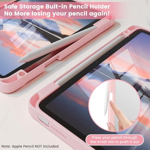 PeculiChic Case Compatible with iPad Air 11 inch M3 2025 / M2 2024, iPad Air 5th 2022 / 4th Generation 10.9 Inch 2020, Shockproof Hybrid Slim Stand Cover with Clear Back Shell & Pencil Holder, Z005 thumbnail 4